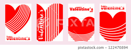 Red Heart-Themed Valentine's Day Greeting Card Designs with Modern Style 122470894