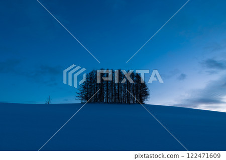 Winter in Biei, Hokkaido - Mild Seven Hill as the night deepens Winter in Biei, Hokkaido - Mild Seven Hill as the night deepens 122471609