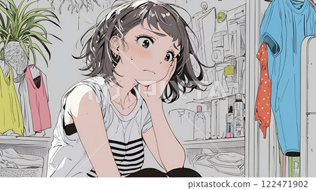 一名女子尷尬地臉紅了(她意識到異性了嗎?) 一名女子尷尬地臉紅了(她意識到異性了嗎?) 122471902