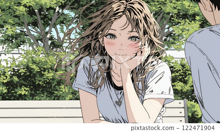 一名女子尷尬地臉紅了（她意識到異性了嗎？） 122471904