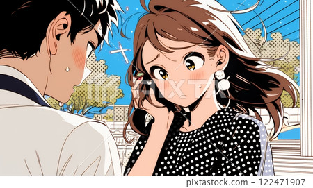 一名女子尷尬地臉紅了（她意識到異性了嗎？） 122471907