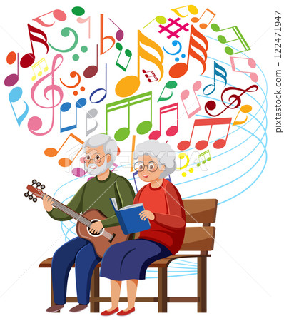 Elderly Couple Enjoying Music Together Elderly Couple Enjoying Music Together 122471947