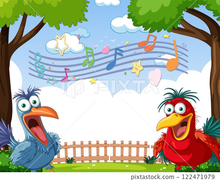 Colorful Birds Singing in Harmony 122471979