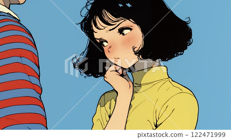 一名女子尷尬地臉紅了(她意識到異性了嗎?) 一名女子尷尬地臉紅了(她意識到異性了嗎?) 122471999