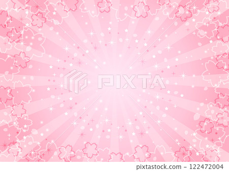 Cherry blossom and star glitter burst background, spring, cute, illustration, pink Cherry blossom and star glitter burst background, spring, cute, illustration, pink 122472004