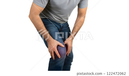 Man Holding His Sore Knee Due to Joint Pain 122472062