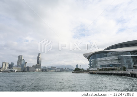 View of Hong Kong Kowloon's waterfront from Wan Chai 122472098