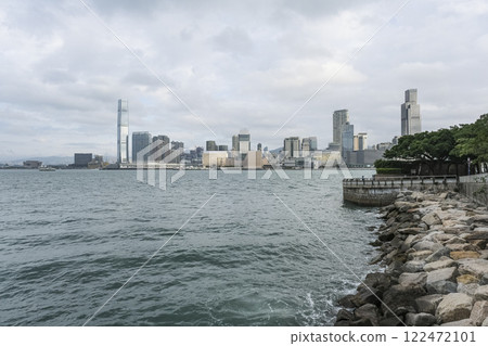 View of Hong Kong Kowloon's waterfront from Wan Chai 122472101