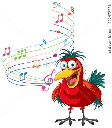 Colorful Bird Singing Joyful Melodies Colorful Bird Singing Joyful Melodies 122472396