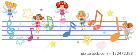 Musical Fairies Dancing on Notes 122472398