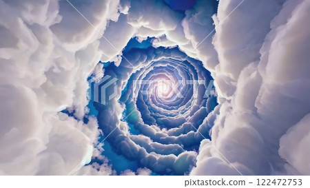 Swirling Clouds Creating a Mesmerizing Vortex in the Sky at Sunset 122472753