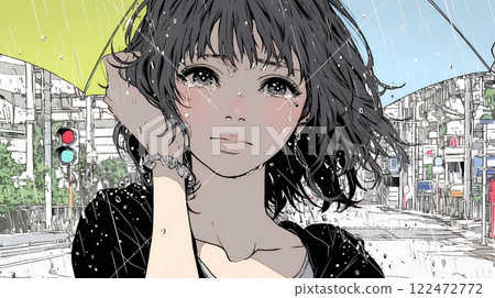 年輕女子在雨中哭泣 年輕女子在雨中哭泣 122472772