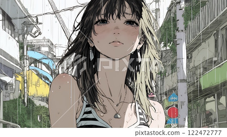 Young woman crying in the rain Young woman crying in the rain 122472777