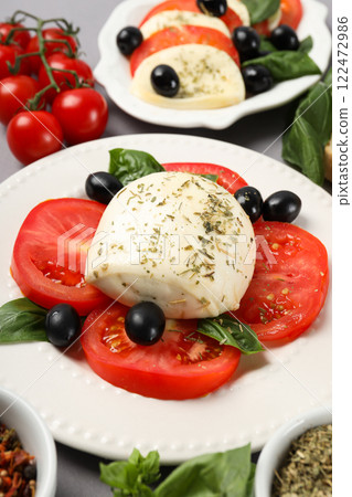 Salad Caprese, concept of tasty and delicious food Salad Caprese, concept of tasty and delicious food 122472986