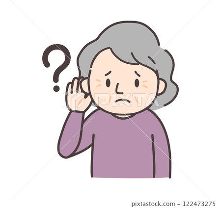 Troubled expression of a senior woman who is hard of hearing Troubled expression of a senior woman who is hard of hearing 122473275