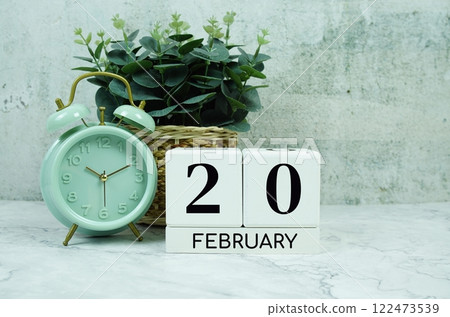 Wooden Calendar Showing the Date of February 20th. Day 20 of February month Wooden Calendar Showing the Date of February 20th. Day 20 of February month 122473539