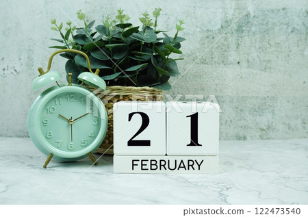 Wooden Calendar Showing the Date of February 21th. Day 21 of February month Wooden Calendar Showing the Date of February 21th. Day 21 of February month 122473540