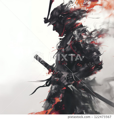 一幅動態的武士墨畫 122473567