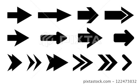 Arrow icon set.  Arrows different direction symbols flat design. 122473832