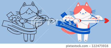 Cupid cat standing and drawing the bow_v2 Cupid cat standing and drawing the bow_v2 122473916