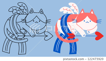 Cupid cat crouching and holding an arrow 122473920