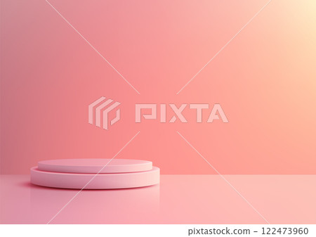 Minimalist 3D Pink Two Tiered Podium on Gradient Backdrop for Product Display and Showroom Showcase Minimalist 3D Pink Two Tiered Podium on Gradient Backdrop for Product Display and Showroom Showcase 122473960