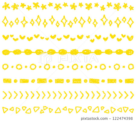 Hand-drawn crayon material: Various decorative line set 122474398