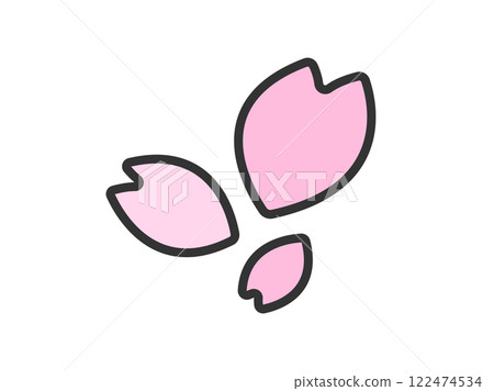 櫻花花瓣圖示插圖（線條描彩色） 122474534