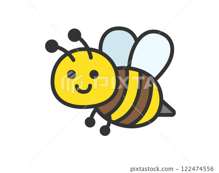 Illustration of a bee character icon (line drawing color) 122474556