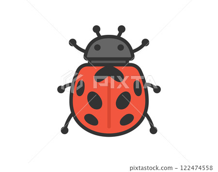 瓢蟲圖示插圖（線條描彩色） 122474558