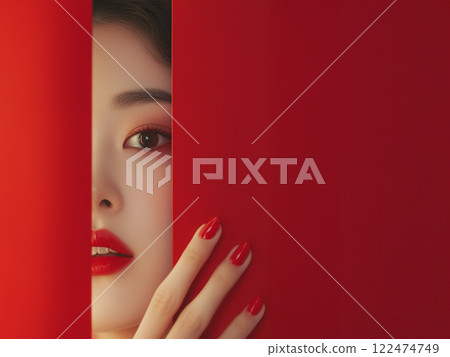 Asian female model with a sharp face Asian female model with a sharp face 122474749