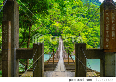 A view of the Dream Suspension Bridge at Sumata Gorge in Kawane Town (Shizuoka Prefecture) 122474788