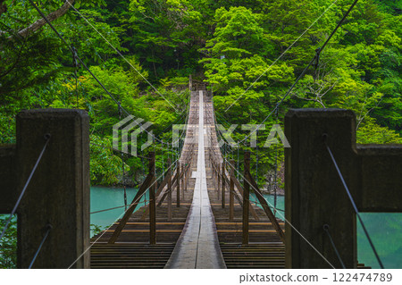 A view of the Dream Suspension Bridge at Sumata Gorge in Kawane Town (Shizuoka Prefecture) 122474789