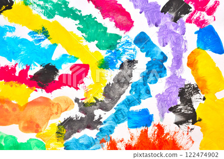 Textured pattern. Stains from acrylic paint of different shades. 122474902