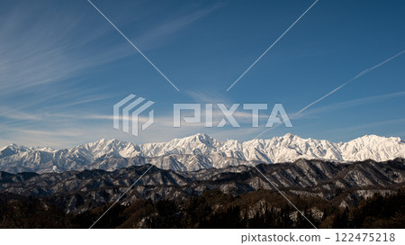長野縣冬季北阿爾卑斯山的遠景 長野縣冬季北阿爾卑斯山的遠景 122475218
