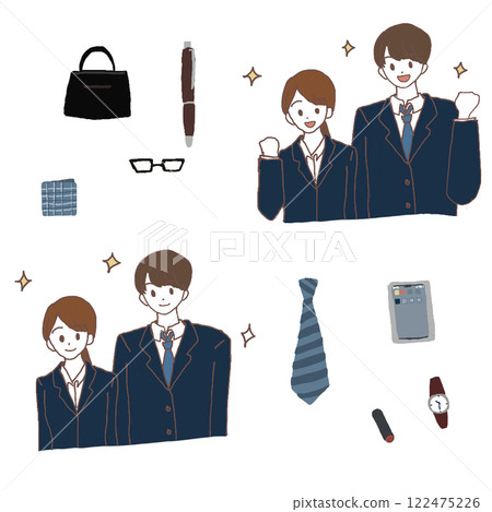 一位穿著西裝的年輕男子和他的物品的插圖 122475226