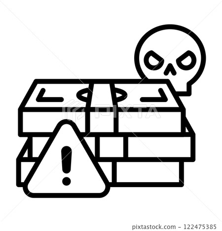 An image icon to warn of fraud. It features a stack of bills, a skeleton, and a warning symbol. An image icon to warn of fraud. It features a stack of bills, a skeleton, and a warning symbol. 122475385