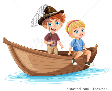 Kids Fishing Adventure on Boat 122475569