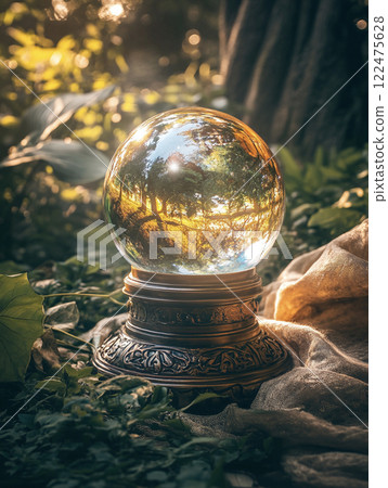 Scenery with a fortune telling crystal ball AI image Scenery with a fortune telling crystal ball AI image 122475628