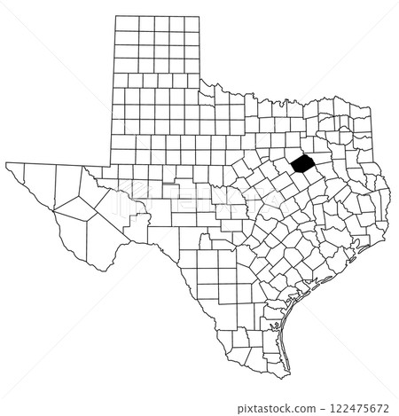 Map of Navarro County in Texas state on white background. single County map highlighted by black colour on Texas map. UNITED STATES, US 122475672
