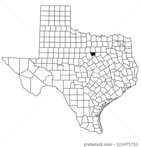Map of hood County in Texas state on white background. single County map highlighted by black colour on Texas map. UNITED STATES, US 122475710