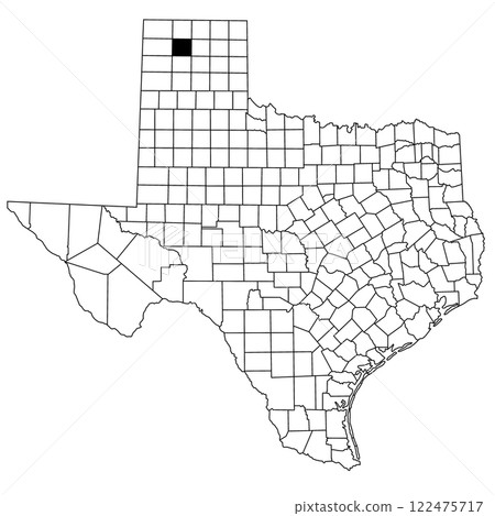 Map of Moore County in Texas state on white background. single County map highlighted by black colour on Texas map. UNITED STATES, US Map of Moore County in Texas state on white background. single County map highlighted by black colour on Texas map. UNITED STATES, US 122475717