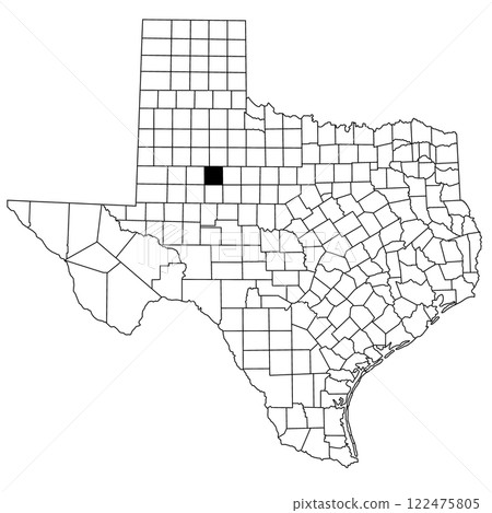 Map of scurry County in Texas state on white background. single County map highlighted by black colour on Texas map. UNITED STATES, US Map of scurry County in Texas state on white background. single County map highlighted by black colour on Texas map. UNITED STATES, US 122475805