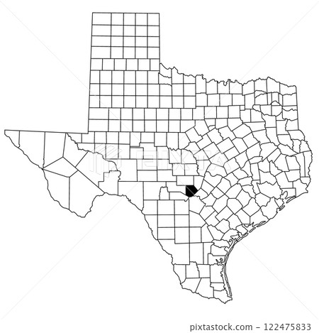 Map of Kendall County in Texas state on white background. single County map highlighted by black colour on Texas map. UNITED STATES, US Map of Kendall County in Texas state on white background. single County map highlighted by black colour on Texas map. UNITED STATES, US 122475833