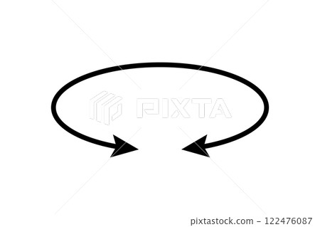 Oval circle double arrow icon. Ellipse orbit line arrow symbol. Oval circumference sign. Vector illustration isolated on white background 122476087