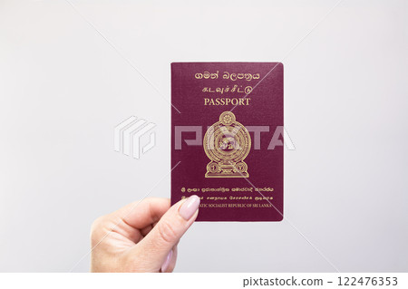 Passport Sri Lanka Held Against Simple White Background. Astana, Kazakhstan, 26 october 2024 Passport Sri Lanka Held Against Simple White Background. Astana, Kazakhstan, 26 october 2024 122476353