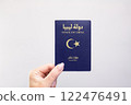 Passport Libya Held Against Simple White Background. Astana, Kazakhstan, 26 october 2024 122476491