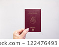 Lithuania Passport Held Against Simple White Background. Astana, Kazakhstan, 26 october 2024 122476493