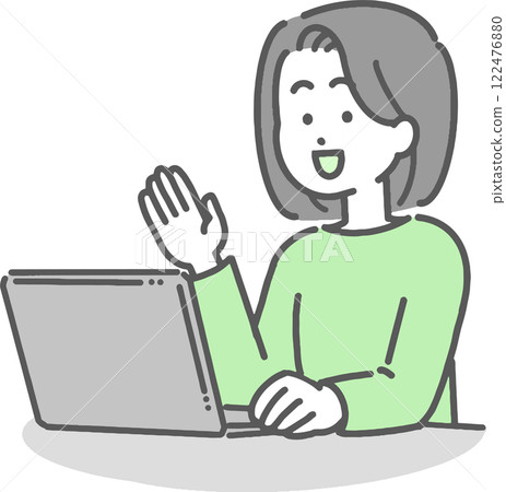 一位年輕女子在操作電腦時給予指示的插圖 122476880