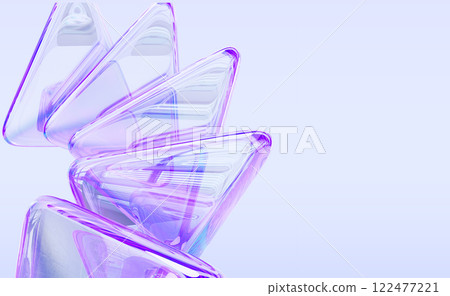 Abstract 3d background with glass transparent triangle plate shapes, iridescent light purple holographic gradient render. Modern creative wallpaper, digital graphic design tech banner. 3D Illustration Abstract 3d background with glass transparent triangle plate shapes, iridescent light purple holographic gradient render. Modern creative wallpaper, digital graphic design tech banner. 3D Illustration 122477221